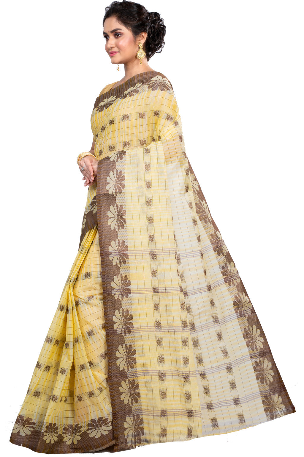 Brown Pure Cotton KotkiTat Tant Saree (889)